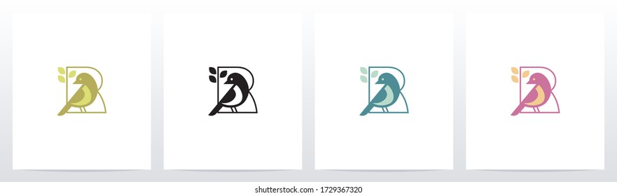 Bird Perch On Lettter Logo Design R