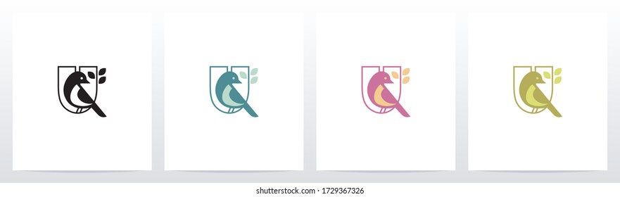 Bird Perch On Lettter Logo Design U