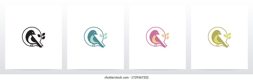 Bird Perch On Lettter Logo Design Q