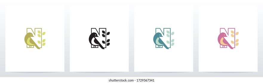 Bird Perch On Lettter Logo Design N