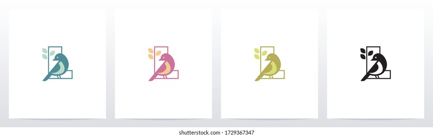 Bird Perch On Lettter Logo Design L