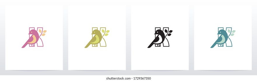 Bird Perch On Lettter Logo Design K