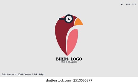 bird perched canary singer loud isolated modern logo design vector icon illustration