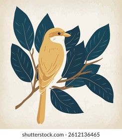 The bird perched on the branch