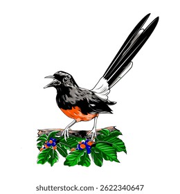 bird perched on a branch vector illustration image