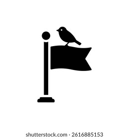Bird Perched on Flagpole Symbolizing Landmark or City Bird