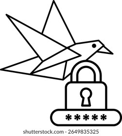 A bird is perched on top of a lock. The lock is open and the bird is looking at the camera