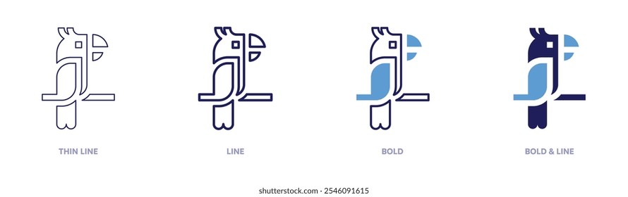 Bird perches icon in 4 different styles. Thin Line, Line, Bold, and Bold Line. Duotone style. Editable stroke.