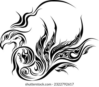 Bird Phoenix Draft form Drawing  ( Vector)