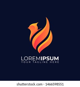 bird phoenix fire shield logo vector