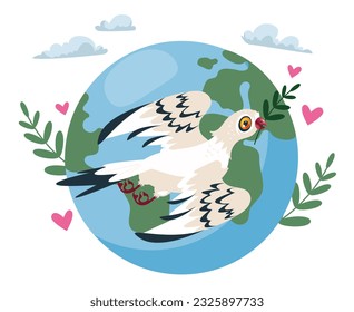 Bird pigeon dove symbol of peace concept. Vector design graphic illustration
