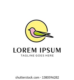 bird pigeon logo design with circle shape concept template with linear concept style. vector illustration of bird pigeon in outline, monoline style