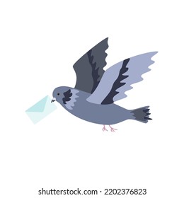 Bird Pigeon Vector Illustration. Carrier Pigeon With A Letter Vector Illustration.