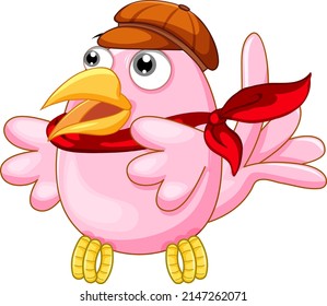 Bird with pink feathers illustration
