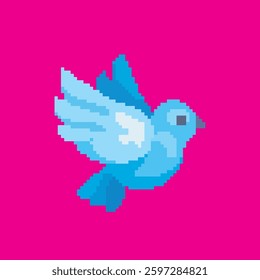 bird pixel art, vector illustration on isolated background.