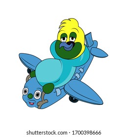 bird the plane holiday illustrasion design