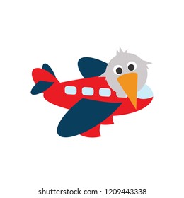bird in a plane transportation, vector illustration