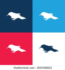 Bird Plover Side Shape blue and red four color minimal icon set
