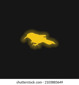 Ave Plover Side Shape icono de neón brillante amarillo
