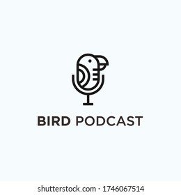 bird podcast logo design vector illustration on white background