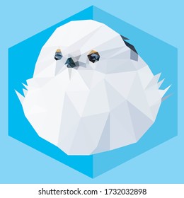 The bird polygon and blue background