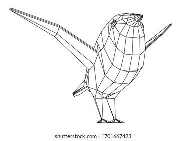 Ilustración de líneas poligonales de aves. Pájaro vector abstracto sobre el fondo blanco