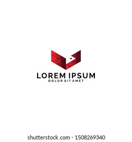 Bird polygonal modern logo template with low poly triangle symbol in flat design pictogram illustration