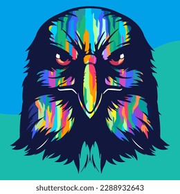 bird pop art style illustration, artistic portrait of a cute eagle