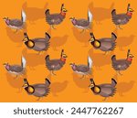Bird Prairie Chicken Grouse Cartoon Cute Seamless Wallpaper Background