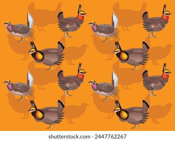 Bird Prairie Chicken Grouse Cartoon Cute Seamless Wallpaper Background