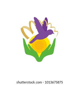 Bird Pray Hand Logo Vector Illustration