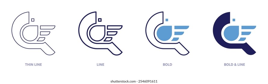 Bird predation icon in 4 different styles. Thin Line, Line, Bold, and Bold Line. Duotone style. Editable stroke.