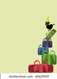 Bird with present stack - vector version