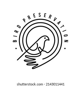 bird preservation logo with line art concept