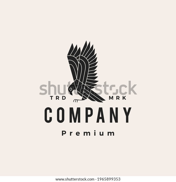 bird of prey hipster vintage logo vector\
icon illustration