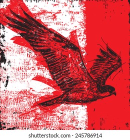 Bird of Prey A bird of prey over an abstract background. The bird and background are on separately labeled layers.