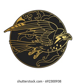 Bird of prey. Vector hand drawn illustration