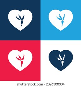 Bird Print blue and red four color minimal icon set