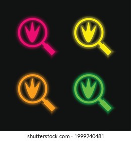 Bird Prints four color glowing neon vector icon