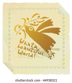 bird promoting peace gold with border