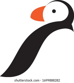 Bird Puffin black orange logo