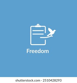 Bird pulls out a task list financial freedom logo design concept. Vector illustration