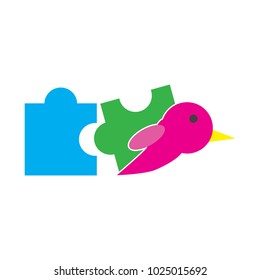 Bird Puzzle Logo Icon Design