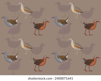 Bird Rail Crake Cute Seamless Wallpaper Background