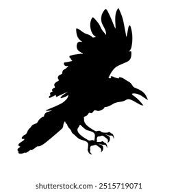 Bird Raven Crow Black Silhouette for Icon.