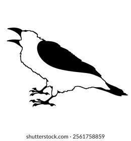 Bird Raven Crow Black Silhouette for Icon.