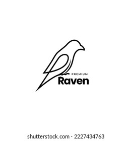 bird raven minimal modern line logo design vector