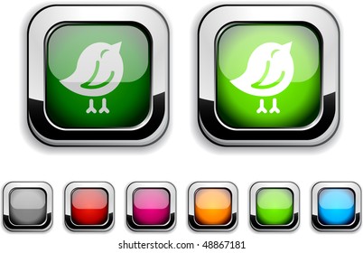 Bird realistic icons. Empty buttons included.