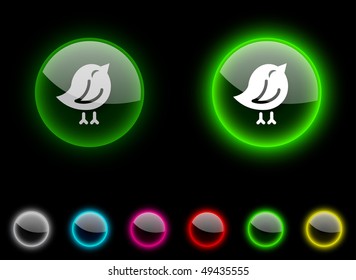 Bird realistic icons. Empty buttons included.