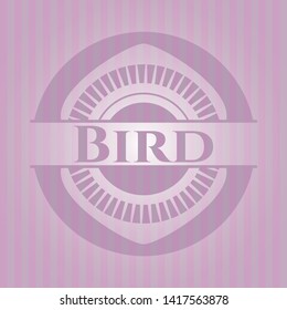 Bird realistic pink emblem. Vector Illustration. Detailed.